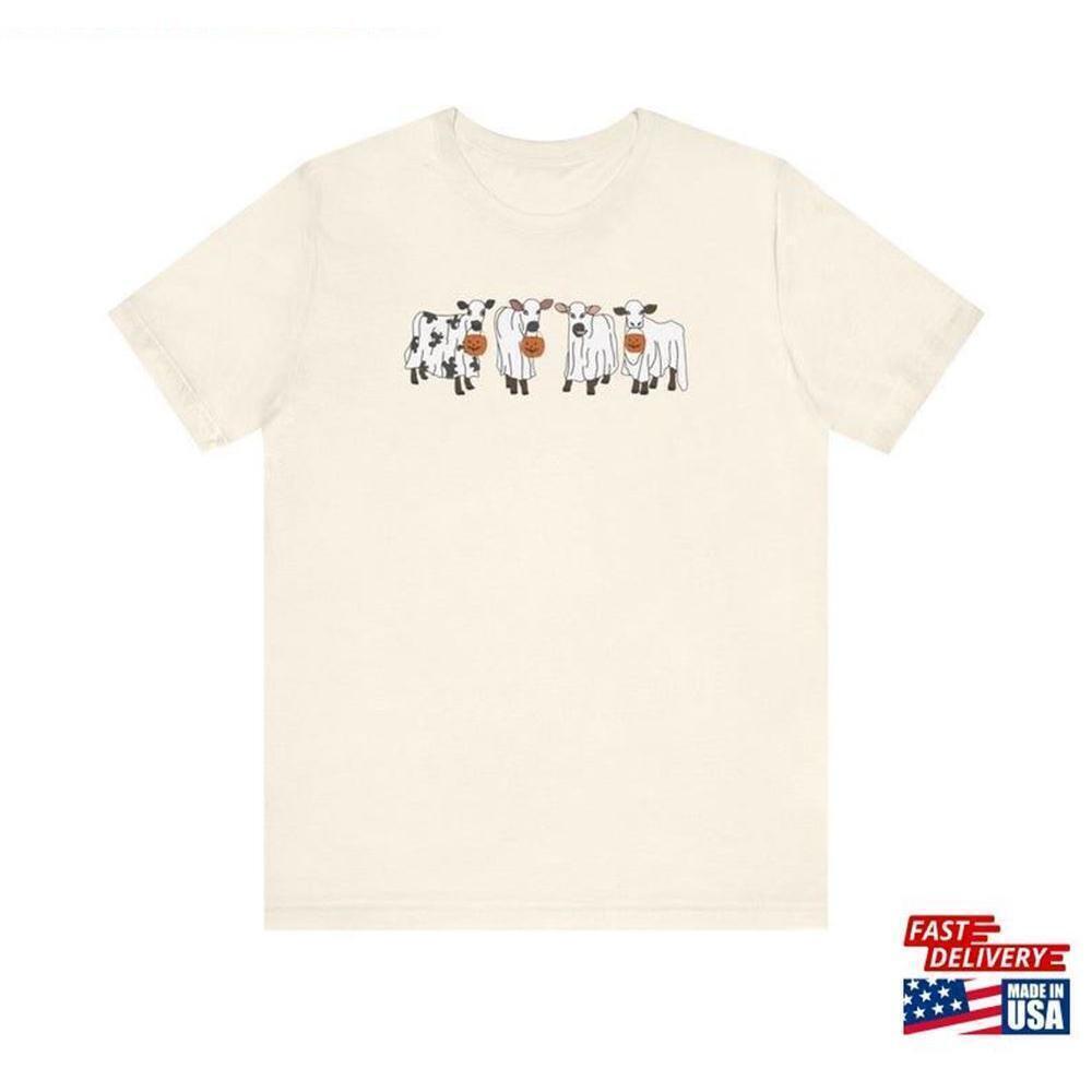 Halloween Cow Shirt Funny Graphic Tee Lover Autmumn Tshirt